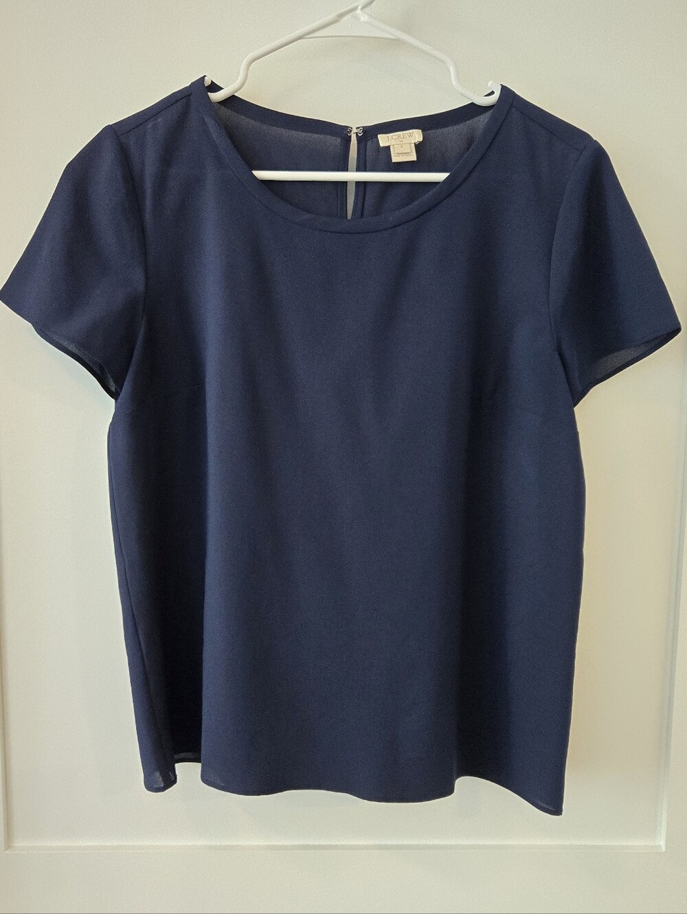 *J.Crew Factory Navy Lightweight Crepe Short Sleeve Blouse Sz S
